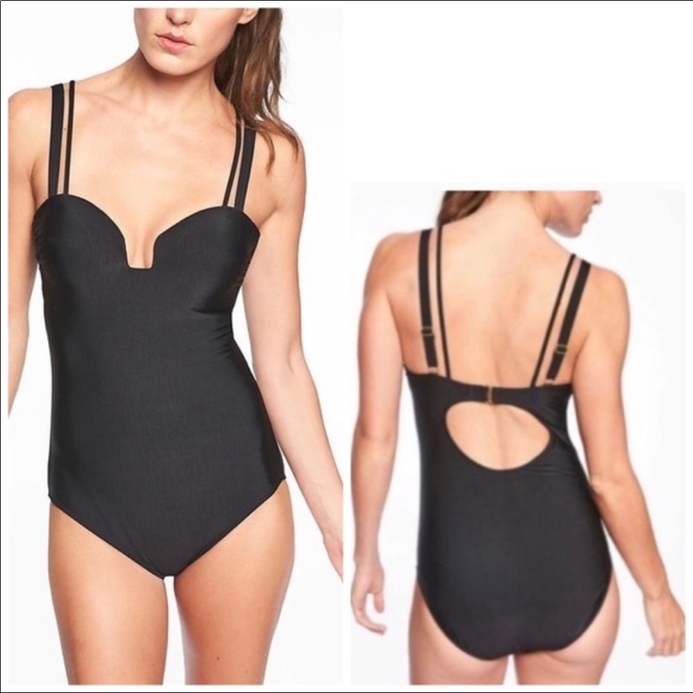 Athleta womans black large AQUALUXE one piece